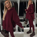 GETADME Women Two Piece Set Pants Sets Striped Hooded Sweatshirts Matching Sets Y2k Tops Tracksuit Autumn Winter Long Pant High Waist