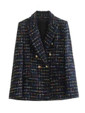 GETADME Women's Blazer Set Woman 2 Pieces Suit 2025 Autumn Fashion Woollen Blazers Shorts Two Piece Sets Womens Outfits