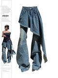GETADME Women's Blue Y2k Skirt Jeans Harajuku Japanese 2000s Style Baggy Oversize Denim Trousers Vintage Jean Pants Trashy Clothes 2025