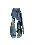 GETADME Women's Blue Y2k Skirt Jeans Harajuku Japanese 2000s Style Baggy Oversize Denim Trousers Vintage Jean Pants Trashy Clothes 2025