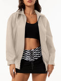 GETADME Women's Bomber Jacket 2025 New Spring Autumn Women's Leather Jacket Female Oversize Jacket Long Sleeved Lapel Casual Coats