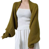 GETADME Women's Cardigans Open Front Shrugs Long Sleeve Cropped Cardigan Sweaters Shrug Boleros Jacket