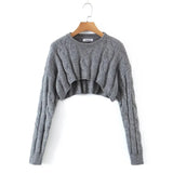 Pull court en maille torsadée pour femme GETADME