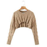 Pull court en maille torsadée pour femme GETADME