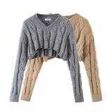 Pull court en maille torsadée pour femme GETADME