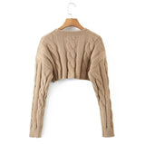 Pull court en maille torsadée pour femme GETADME