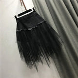 GETADME Women's Denim Gauze Patchwork Mini Skirt 2025