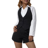 GETADME Women's Dressy Waistcoat Racerback Button Vest Jacket Vintage Steampunk Sleeveless Tuxedo Suit Vest Crop Tank Top