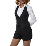 GETADME Women's Dressy Waistcoat Racerback Button Vest Jacket Vintage Steampunk Sleeveless Tuxedo Suit Vest Crop Tank Top