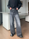 GETADME Women's High Waisted Retro Street Straight Unisex Jeans Street Cool Girl Bottoms Wide Legs Pants Female Baggy Denim Trousers