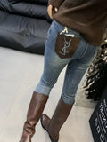 GETADME Women's Jeans Pile Thickened Slim Pencil Soft Jeans Women's Autumn Winter 2025 New Plus Size Fat Mm Stretch Slim Leg Pants