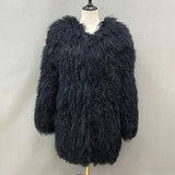 GETADME Women's Natural Mongolian Fur Coats Lady Luxury Winter Jackets Long Thick Warm Fluffy Outerwear S5456