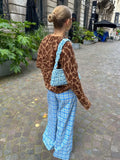 GETADME Women's Retro Leopard Printed Cashmere Sweater Fashion O-neck Long Sleeved Casual Knitted Jumper Chic Lady Knitwear 2024 Autumn