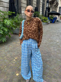 GETADME Women's Retro Leopard Printed Cashmere Sweater Fashion O-neck Long Sleeved Casual Knitted Jumper Chic Lady Knitwear 2024 Autumn