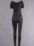 GETADME 여성용 롬퍼 반팔 솔리드 스키니 바디콘 점프수트 패션 스포츠 피트니스 캐주얼 활동 스트리트웨어 오버올