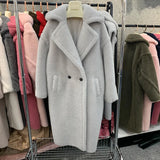GETADME Women's Thick Warm Teddy Coats, Real Wool Long Coats, Lady Luxury Outerwear, Natural Fur, S7480A, Winter, 2025