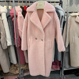 GETADME Women's Thick Warm Teddy Coats, Real Wool Long Coats, Lady Luxury Outerwear, Natural Fur, S7480A, Winter, 2025