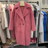 GETADME Women's Thick Warm Teddy Coats, Real Wool Long Coats, Lady Luxury Outerwear, Natural Fur, S7480A, Winter, 2025