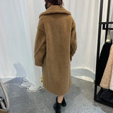 GETADME Women's Thick Warm Teddy Coats, Real Wool Long Coats, Lady Luxury Outerwear, Natural Fur, S7480A, Winter, 2025