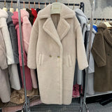 GETADME Women's Thick Warm Teddy Coats, Real Wool Long Coats, Lady Luxury Outerwear, Natural Fur, S7480A, Winter, 2025