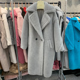 GETADME Women's Thick Warm Teddy Coats, Real Wool Long Coats, Lady Luxury Outerwear, Natural Fur, S7480A, Winter, 2025