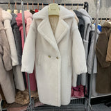 GETADME Women's Thick Warm Teddy Coats, Real Wool Long Coats, Lady Luxury Outerwear, Natural Fur, S7480A, Winter, 2025