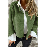 GETADME Women's Wool Blend Short Coat Autumn Winter Loose Long Sleeved Solid Color Jacket
