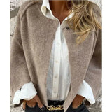 GETADME Women's Wool Blend Short Coat Autumn Winter Loose Long Sleeved Solid Color Jacket