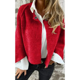 GETADME Women's Wool Blend Short Coat Autumn Winter Loose Long Sleeved Solid Color Jacket