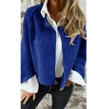 GETADME Women's Wool Blend Short Coat Autumn Winter Loose Long Sleeved Solid Color Jacket