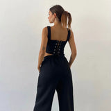 GETADME Women's casual sweatpants set 2025 autumn and winter new belted hooded short hoodie corset of three-piece trousers