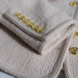 GETADME Wool Blend Tweed Jackets for Women, Retro Small Fragrance Epaulettes, Fall Jacket, Outdoor Coat, High Quality, 50.2% wool, 2024