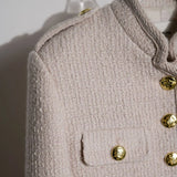 GETADME Wool Blend Tweed Jackets for Women, Retro Small Fragrance Epaulettes, Fall Jacket, Outdoor Coat, High Quality, 50.2% wool, 2024