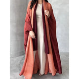 Getadme Wrinkled Women's Windbreaker Jacket Bat Sleeve Scarf Collar, Gradient Long Robe Fashion Retro Coats and Jackets Women