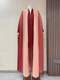 Getadme Wrinkled Women's Windbreaker Jacket Bat Sleeve Scarf Collar, Gradient Long Robe Fashion Retro Coats and Jackets Women