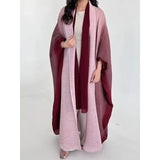Getadme Wrinkled Women's Windbreaker Jacket Bat Sleeve Scarf Collar, Gradient Long Robe Fashion Retro Coats and Jackets Women