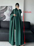 Getadme Wrinkled Women's Windbreaker Jacket Bat Sleeve Scarf Collar, Gradient Long Robe Fashion Retro Coats and Jackets Women