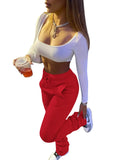 GETADME XS-3XL 사이즈 스택드 스웨트 팬츠 가을 겨울 여성용 미드 웨이스트 두꺼운 스택드 플리스 팬츠 조거 롱 팬츠 스웨트 팬츠