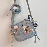 GETADME Y2K Vintage Denim Handbag Cute Casual Fashion Chase Star Pain Bag 2025 Spring New Fashion Designer Luxury Square Bag