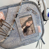 GETADME Y2K Vintage Denim Handbag Cute Casual Fashion Chase Star Pain Bag 2025 Spring New Fashion Designer Luxury Square Bag