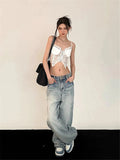 GETADME Y2K Baggy Jeans Women Vintage Streetwear Oversized Retro Korean Style Denim Pants Skinny Hippie Straight Wide Leg Denim Trousers