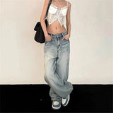 GETADME Y2K Baggy Jeans Women Vintage Streetwear Oversized Retro Korean Style Denim Pants Skinny Hippie Straight Wide Leg Denim Trousers