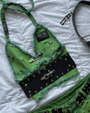 GETADME Y2K 데님 스티칭 및 워싱으로 만드는 올드 투피스 워하라주쿠 고스 롱슬리브 지퍼 코트 미니 플리츠 스커트 가을 코트