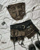 GETADME Y2K 데님 스티칭 및 워싱으로 만드는 올드 투피스 워하라주쿠 고스 롱슬리브 지퍼 코트 미니 플리츠 스커트 가을 코트