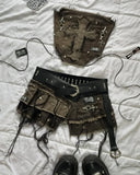 GETADME Y2K 데님 스티칭 및 워싱으로 만드는 올드 투피스 워하라주쿠 고스 롱슬리브 지퍼 코트 미니 플리츠 스커트 가을 코트