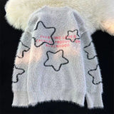 GETADME Y2K Fashion New Detachable Star Sweater Street Trend For Men And Women Harajuku Lazy Wind V-neck Casual Loose Pullover Sweater