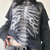 GETADME Y2K Grunge Emo Vintage T-shirt 2000s Cross Cyber Goth Patchwork Long Sleeve Tees E-girl Gothic Harajuku Loose Tops Women Men