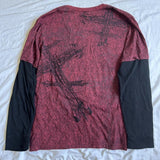 GETADME Y2K Grunge Emo Vintage T-shirt 2000s Cross Cyber Goth Patchwork Long Sleeve Tees E-girl Gothic Harajuku Loose Tops Women Men