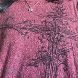 GETADME Y2K Grunge Emo Vintage T-shirt 2000s Cross Cyber Goth Patchwork Long Sleeve Tees E-girl Gothic Harajuku Loose Tops Women Men