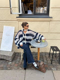 GETADME Y2K Harajuku Aesthetic Women's Autumn Winter Striped Knitted Sweater Casual Loose Chic Fashion Cardigan Pullover 2025 Streetwear